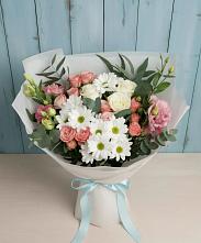 Букет цветов из:  Розы, Лизиантусы и Хризантемы в Опытное Поле