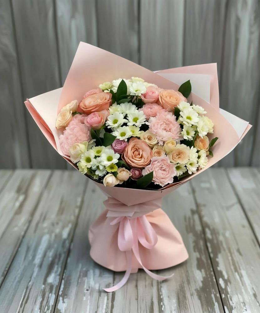 Букет цветов из: Гвоздики, Розы и Хризантемы в Опытное Поле