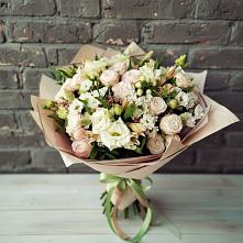 Букет цветов из:  Альстромерии, Розы и Хризантемы в Опытное Поле