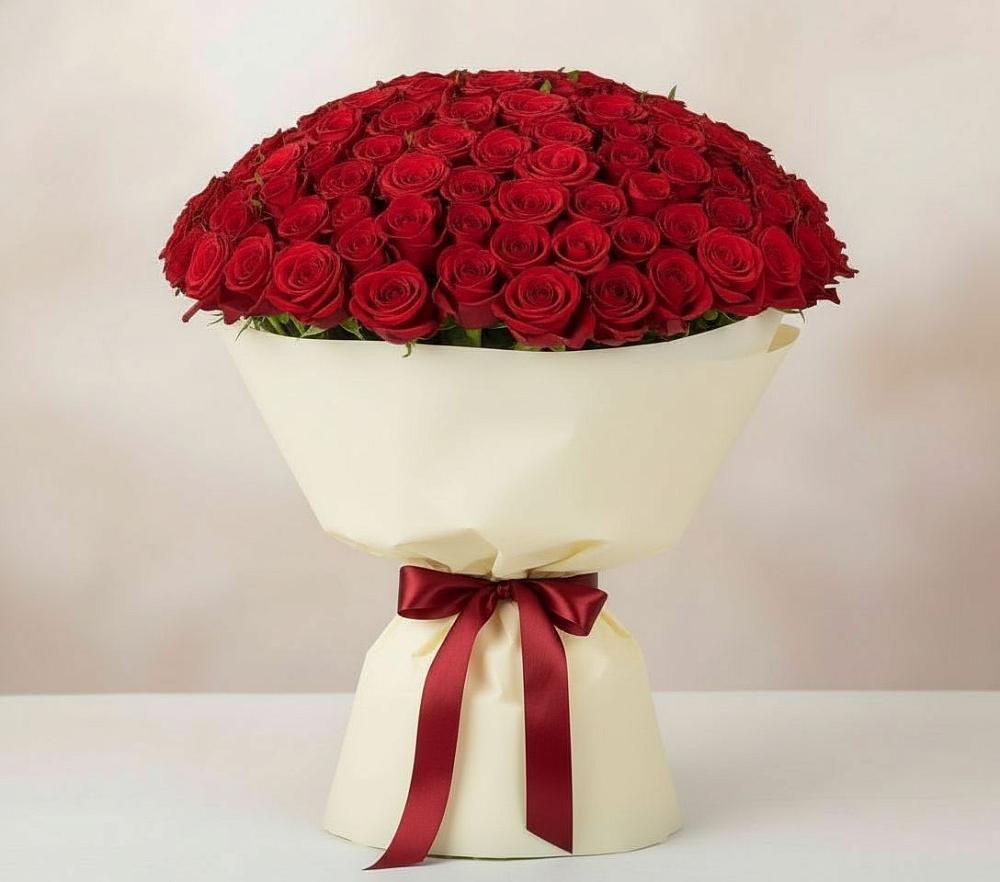 Букет 101 Красная роза Милано в Опытное Поле