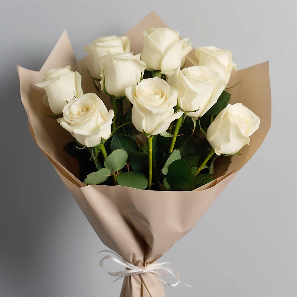 Букет 9 Белых роз Эдлесс Лав в Опытное Поле