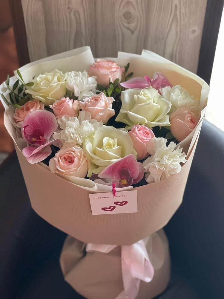 Букет цветов из: Орхидеи, Розы и Гвоздики в Опытное Поле