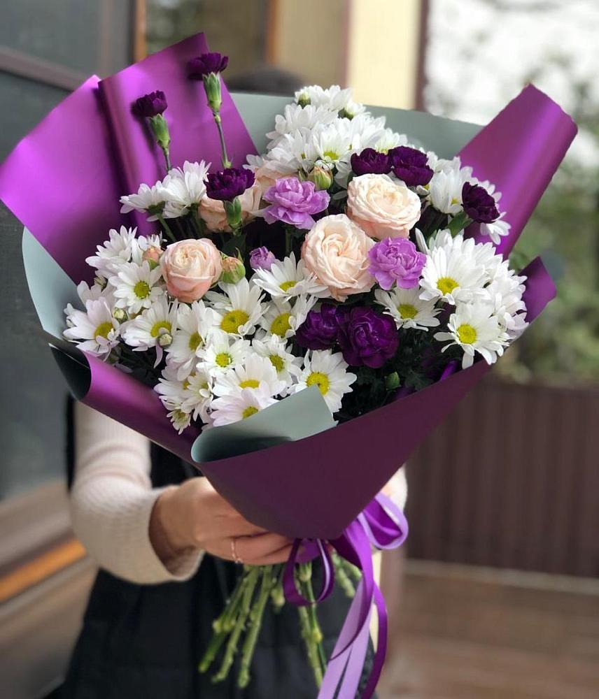 Букет цветов из: Хризантемы, Гвоздики и Розы в Опытное Поле