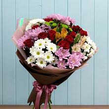 Букет цветов из:  Розы, Хризантемы и Альстромерии в Опытное Поле