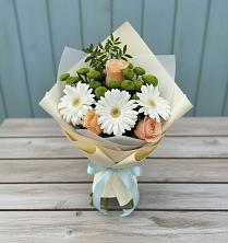 Букет цветов из:  Герберы, Розы и Хризантемы в Опытное Поле