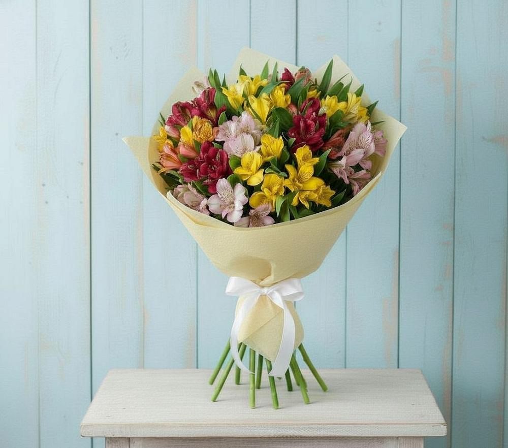 Букет цветов из: Альстромерии в Опытное Поле