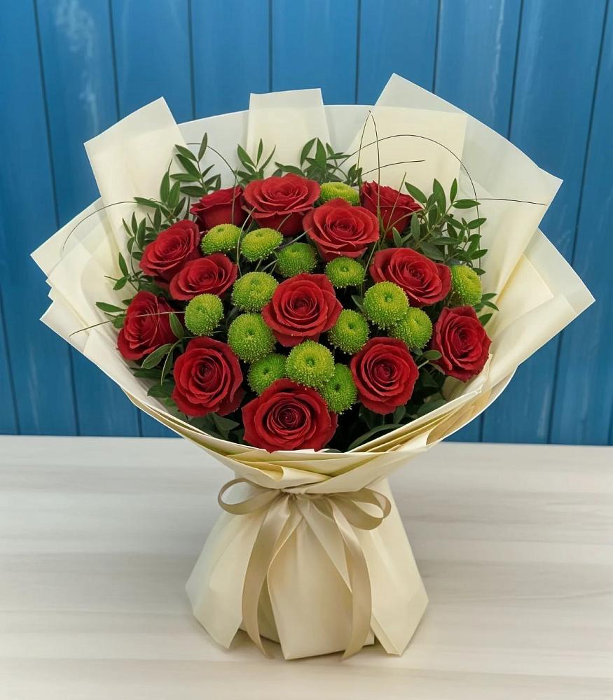 Букет цветов из: Розы и Хризантемы в Опытное Поле